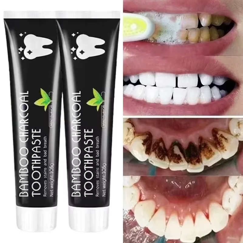 Teeth Whitening Yellow Teeth - Aufhellende Zahnpasta, Bambuskohle-Zahnpasta, adsorbiert Mundgeruch, entfernt