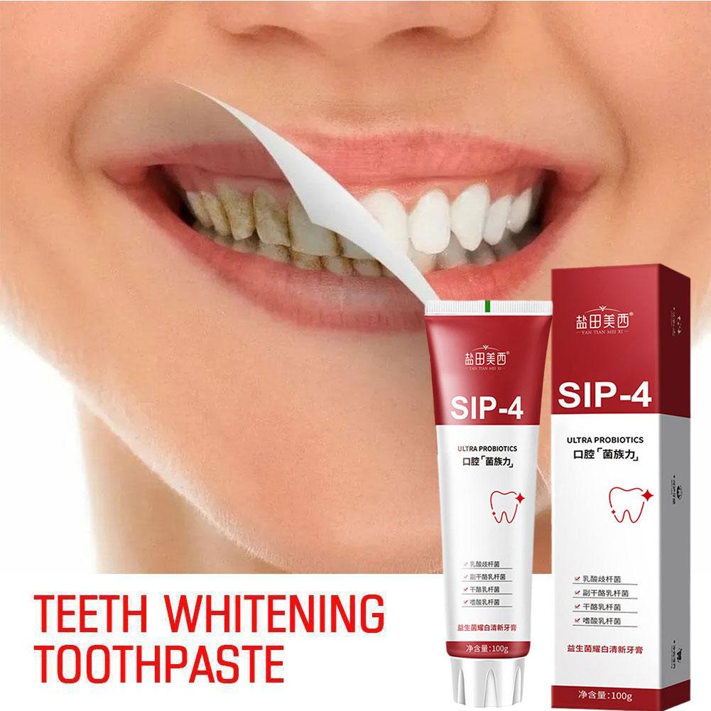Teeth Whitening Yellow Teeth - 100g Sip-4 Probiotische Zahnaufhellungs-Zahnpasta Aufhellend Gelb
