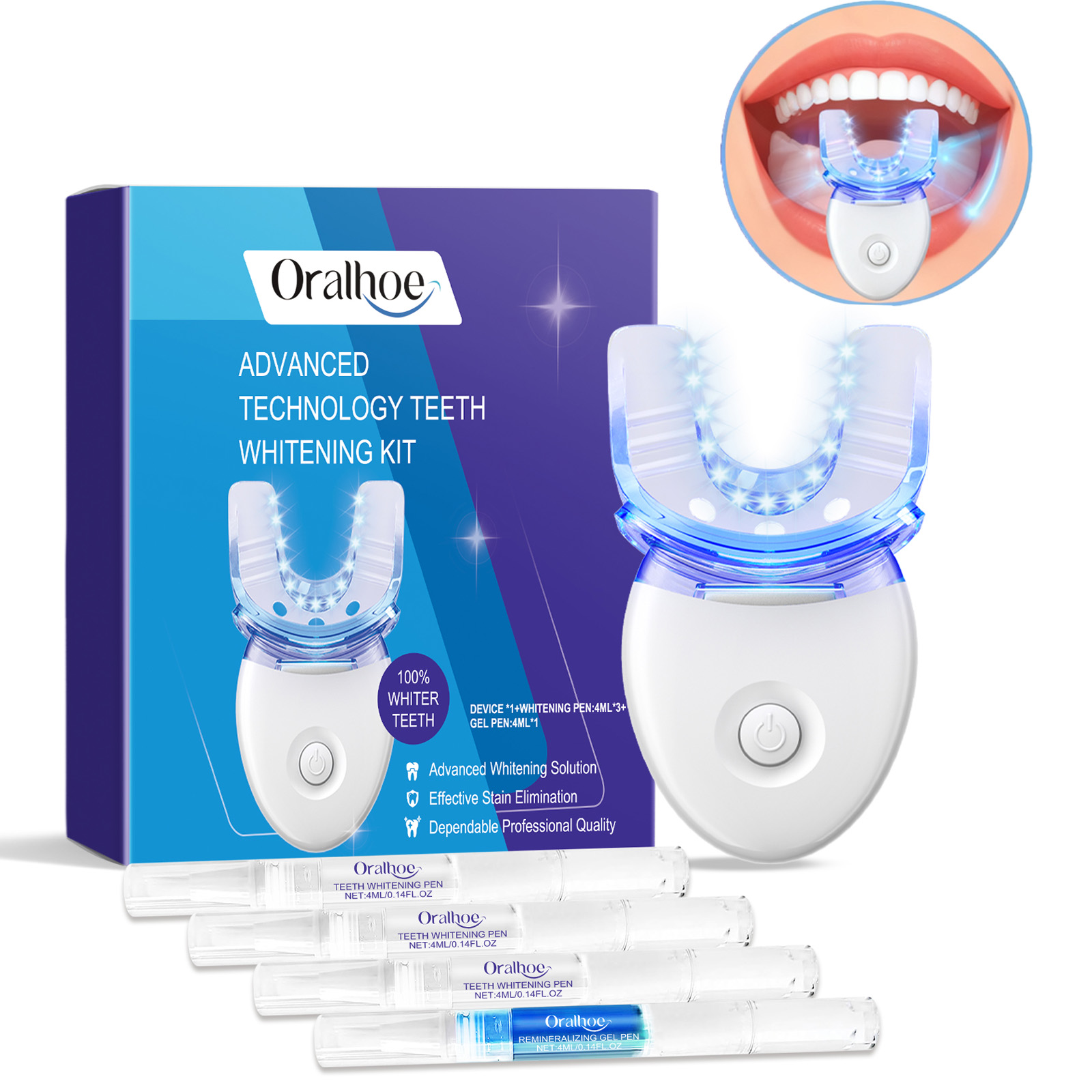 Teeth Whitening Ulta - Professionelles LED-Lichtset zur Zahnaufhellung mit 4-fachem